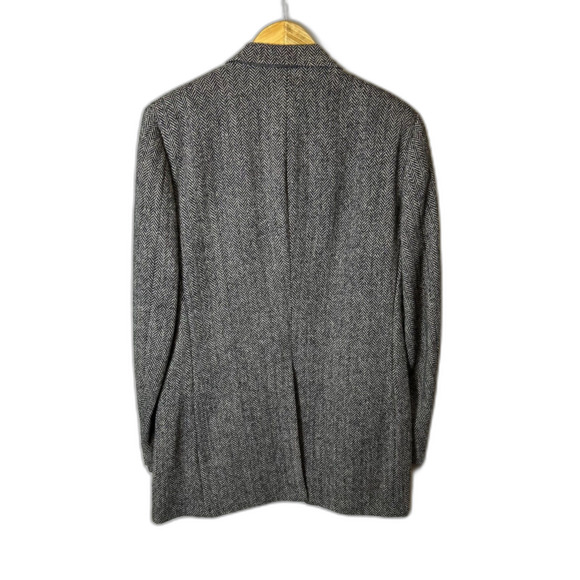 Vintage Marshall & Reed Harris Tweed Black Gray Herringbone Sport Coat Size 42 - Picture 11 of 15